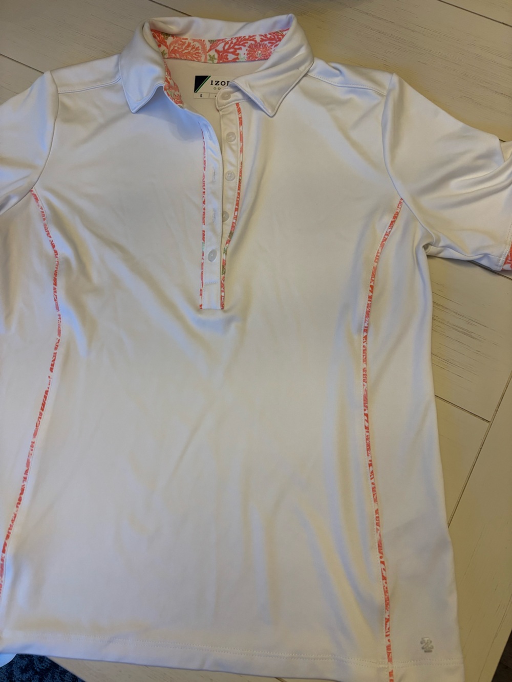Izod White Polo with Pink Accent Trim